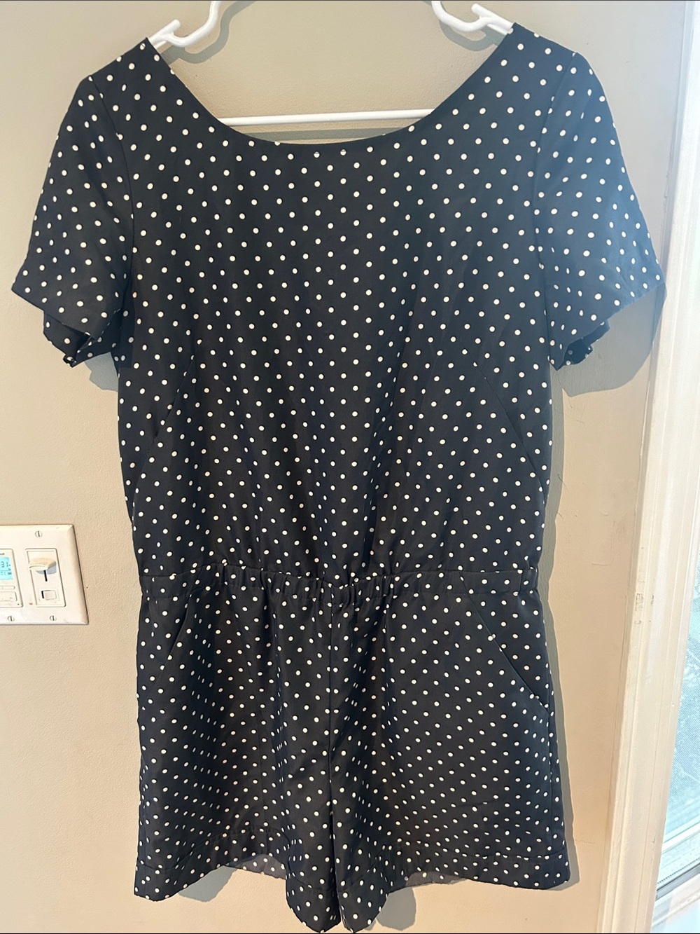 Loft Polka Dot Short Sleeve Dress (navy & cream size 6)